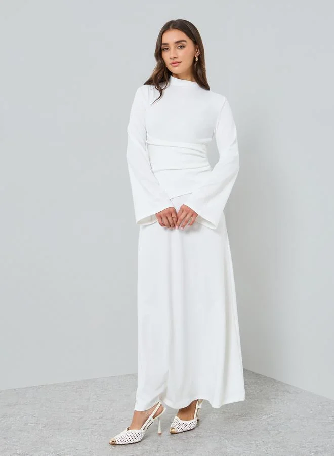 Styli Women Off-White Asymmetric Waist Maxi Dress
